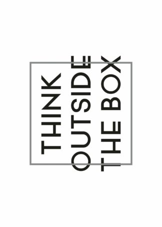 Thinking outside the box text poster (Horizontal)