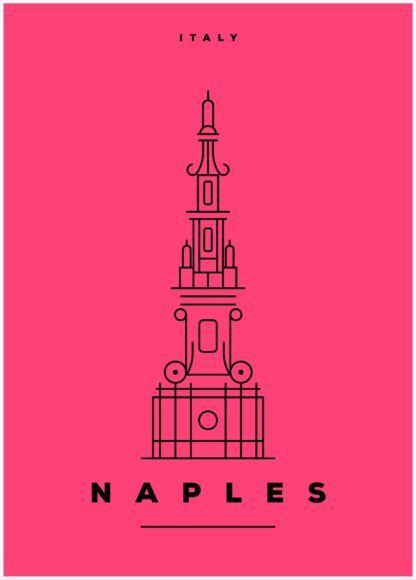 naples illustration on pink background poster