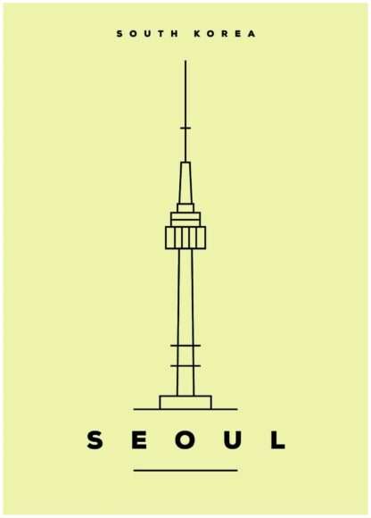 seoul illustration on green background poster