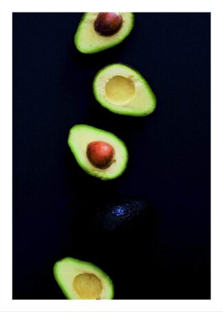 Avocado on black background poster