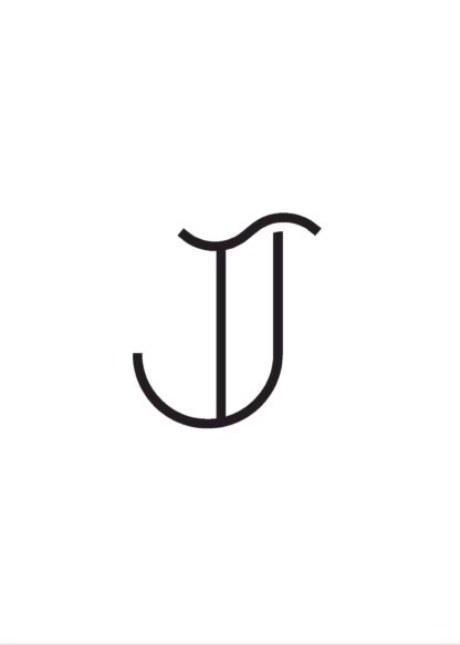 Calligraphy big letter j white poster