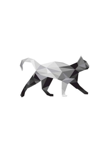 3d polygonal cat poster