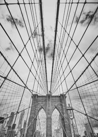 Black and white picture of the Brooklyn Bridge poster