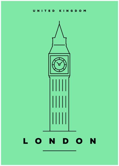 london illustration on green background poster