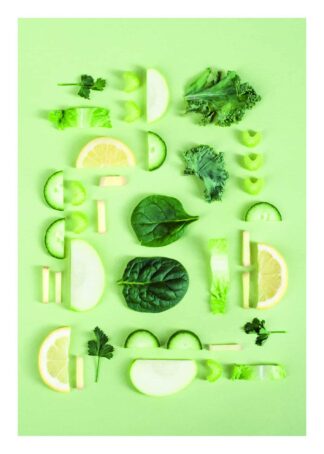 Nutrition food on green background poster