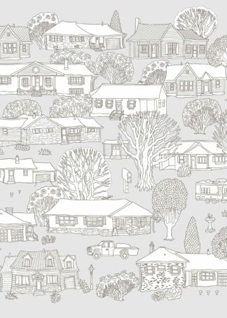 Small town houses isolated on a gray background poster