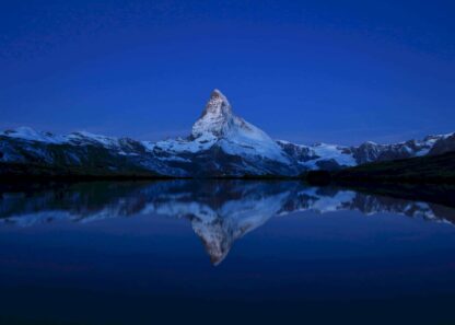 Matterhorn mirroring in lake Stellisee poster