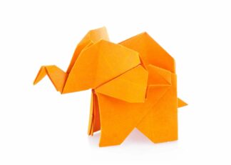 Orange elephant of origami poster