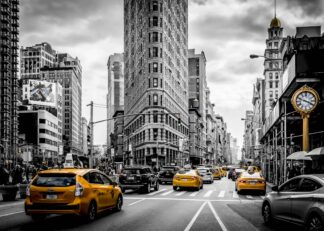 Yellow cabs in New York City poster