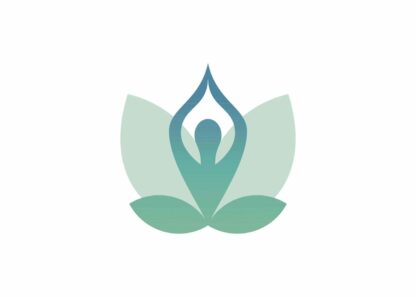 Yoga lotus pose blue icon on white background poster