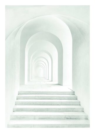 White stone hallway poster