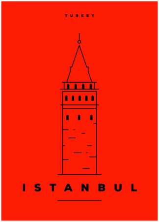 istanbul illustration on red background poster