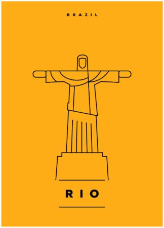 rio illustration on yellow background poster