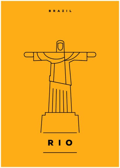 rio illustration on yellow background poster