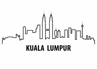 Kuala Lumpur outline illustration poster